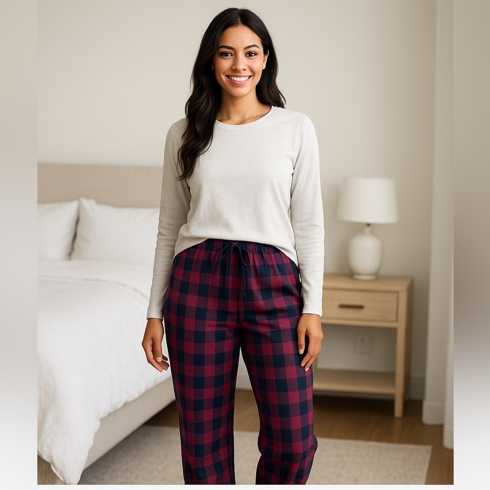 NWT Tommy Bahama Red & Navy Plaid Pajama Bottoms – Women’s Medium, 100% Cotton